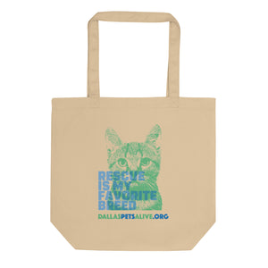 Cat - Rescue is my Favorite Breed Tan Eco Tote Bag